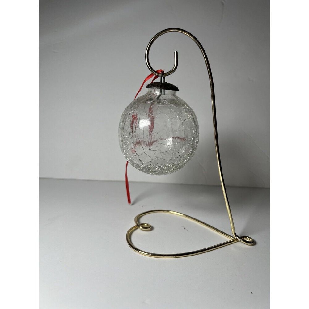 Crackle Glass Ball Christmas Ornament Green Vintage Kugel Style Large‎ 4" SALE‼️